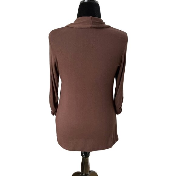 Open Front Brown Cardigan by MOD.lusive Bobeau — Soft Modal Blend Sweater M - Picture 3 of 9
